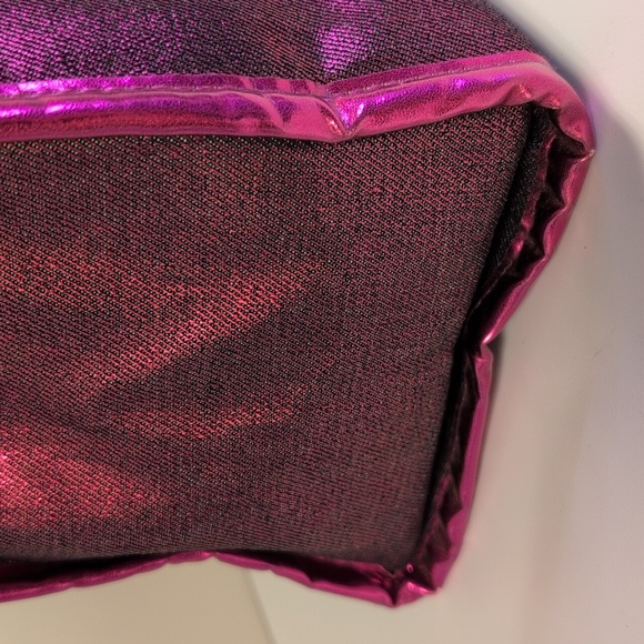 Juicy Couture Metallic Fuchsia Pink Tote Bag Gold JC Logo - Picture 4 of 11